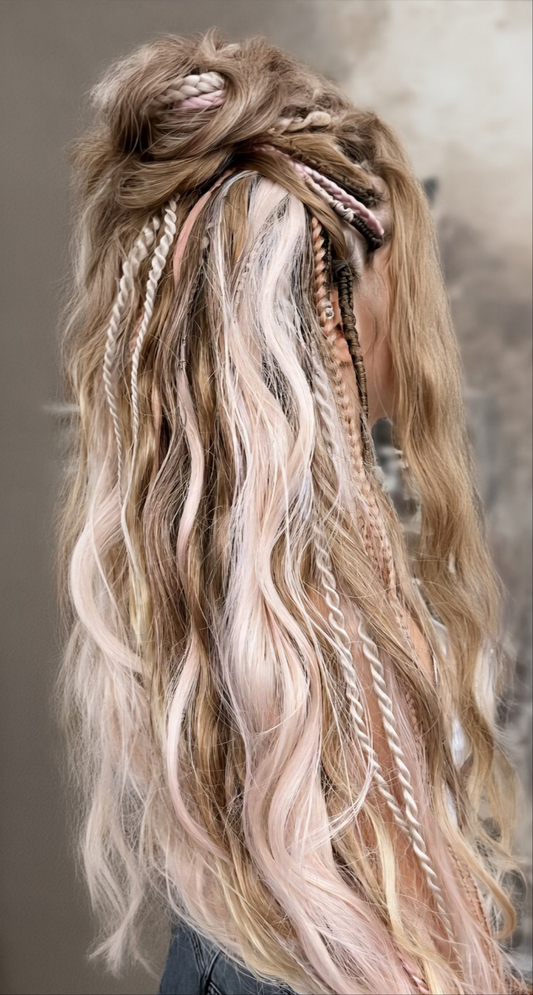 40DE - Water Waves Blondes & Pinks - Color As Shown