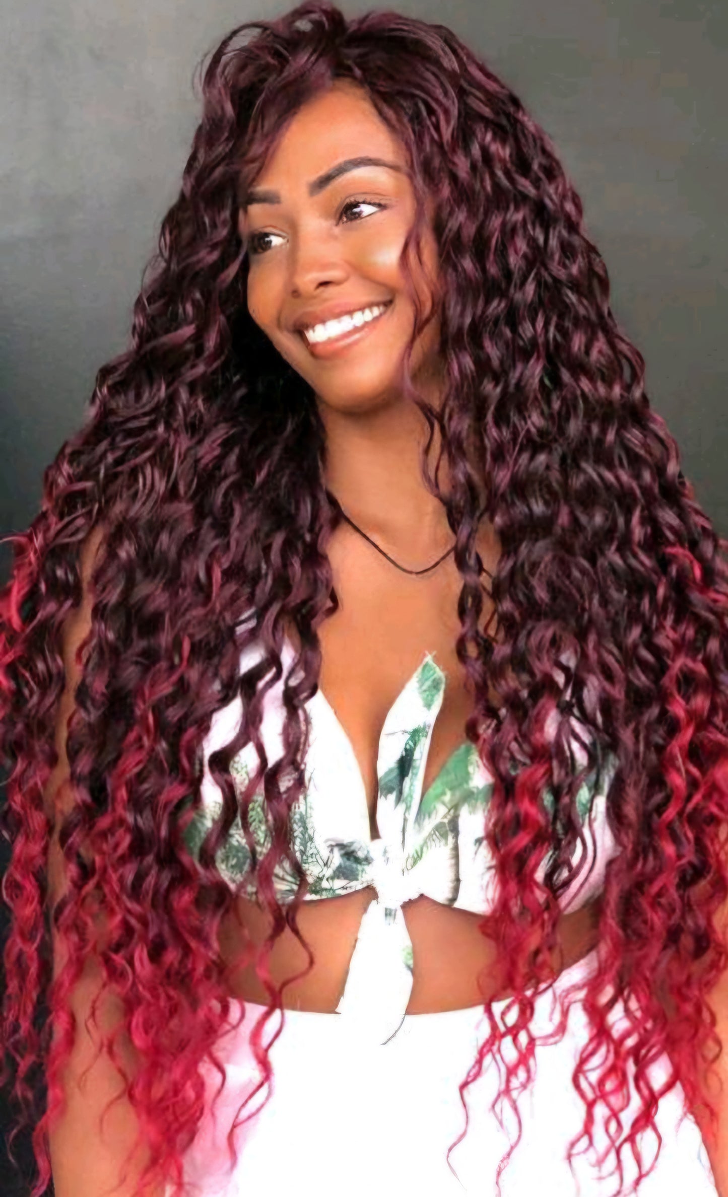 40 DE SET Mermaid Waves in Dark Cherry Ombre